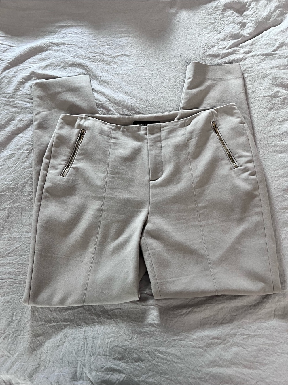 Ivanka Trump Light Gray Ponte Slim Trousers with Zipper Pockets